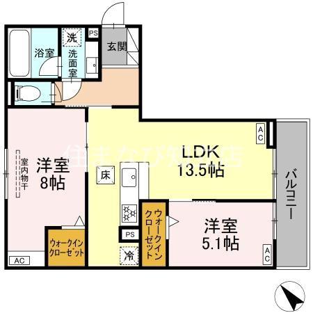 D-AVANCE今本町B(2LDK/1階)の間取り写真