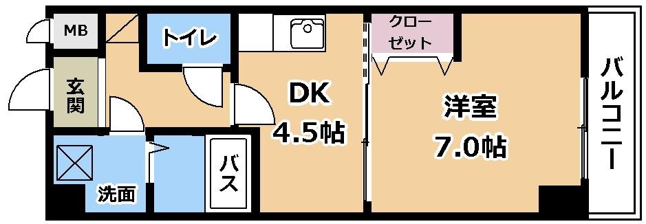 SAWARABI ヨツバ(1DK/2階)の間取り写真