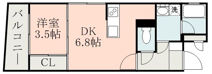 ITERRACE(1DK/4階)の間取り写真