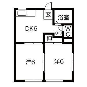 フォーブル金森 B棟(2DK/2階)の間取り写真