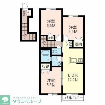 ヴィラ・ローズI(3LDK/2階)の間取り写真