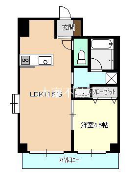 ルシード中央(1LDK/6階)の間取り写真