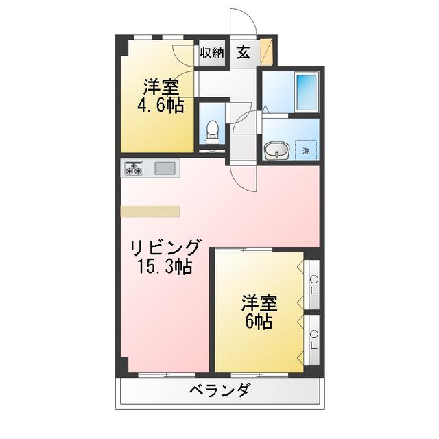 フォレストヴァレー東戸塚(2LDK/1階)の間取り写真