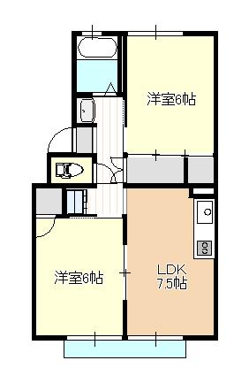 マルセリーノ関A(2LDK/2階)の間取り写真