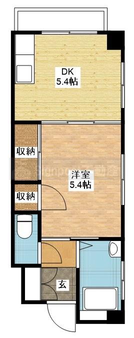 柴崎ビル(1DK/4階)の間取り写真