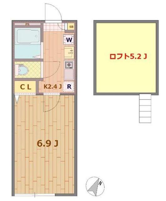 バーミープレイス大泉学園(1K/2階)の間取り写真