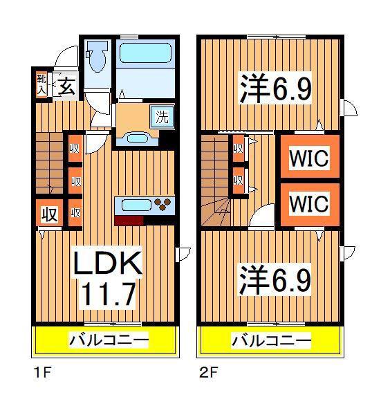 ウエストエヴ Ⅱ(2LDK/1階)の間取り写真