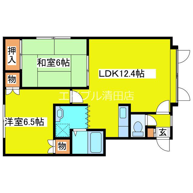 コートヒルズ美しが丘A(2LDK/3階)の間取り写真