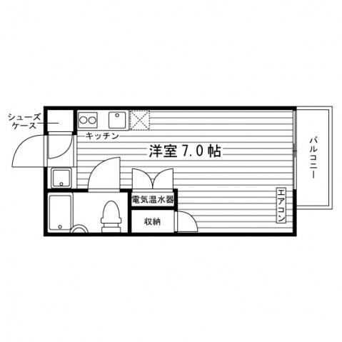ハイツプルメリア(ワンルーム/1階)の間取り写真