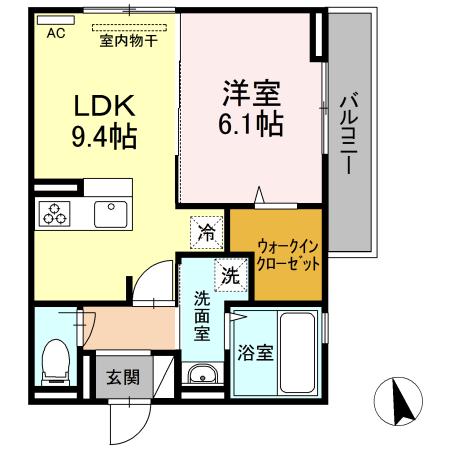 ラ・ナチュール曙(1LDK/1階)の間取り写真
