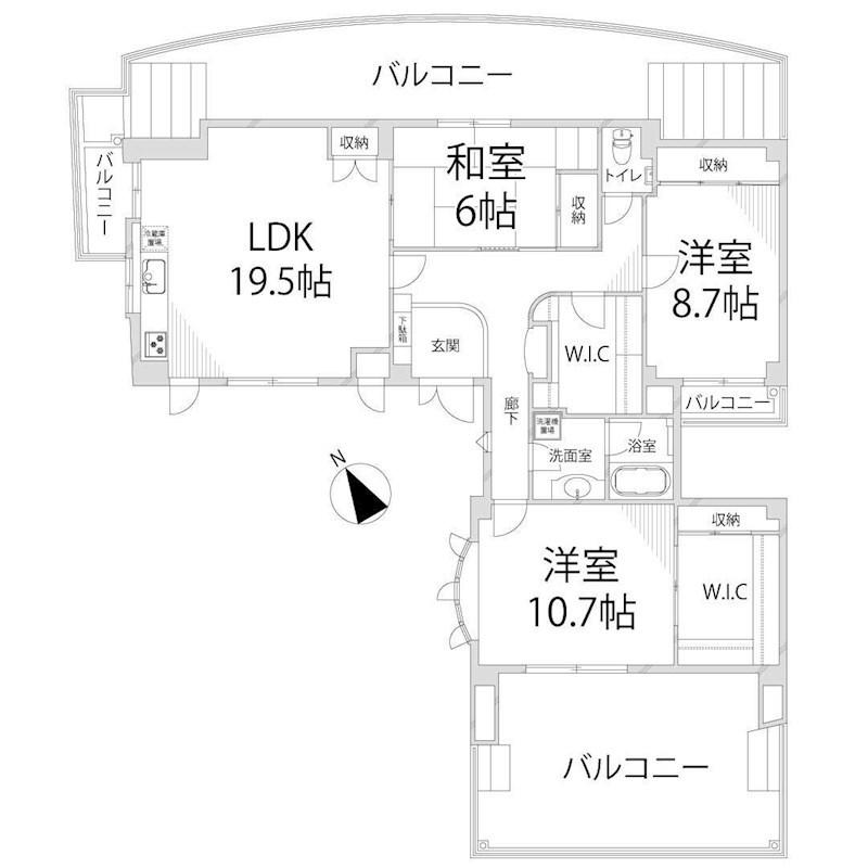 恵美酒Gマンション(3LDK/4階)の間取り写真
