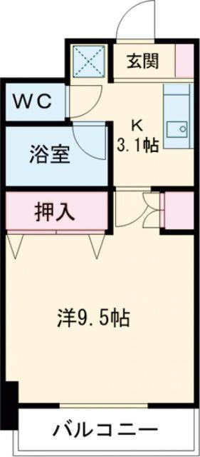 エストシエル(1K/9階)の間取り写真