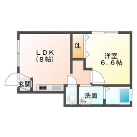 ヒルサイドウエストII(1LDK/2階)の間取り写真
