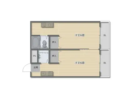 えび寿マンション(1DK/4階)の間取り写真