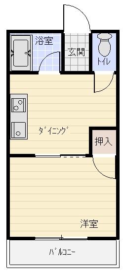 メゾン本間(1DK/2階)の間取り写真