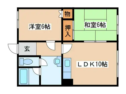 民部田マンション(2LDK/2階)の間取り写真
