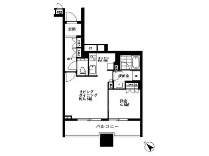 BRILLIA TOWERS目黒ノースレジデンス(1LDK/18階)の間取り写真