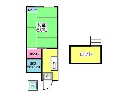 リゾートイン リバテイ(1K/2階)の間取り写真