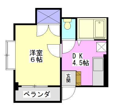 駒金屋11マンション(1DK/2階)の間取り写真