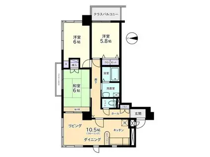 信開トピア大町(3LDK/6階)の間取り写真