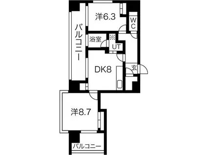 さくらHILLS NAGOYA ウエスト(2LDK/9階)の間取り写真