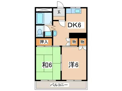むてんかびとの家ナチュール郡山(2DK/2階)の間取り写真