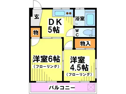 たけおハイツ(2DK/2階)の間取り写真