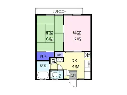 三杉ハイツ(2K/1階)の間取り写真