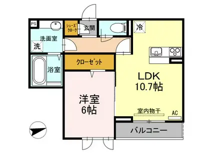 D-ROOM紗都(1LDK/2階)の間取り写真