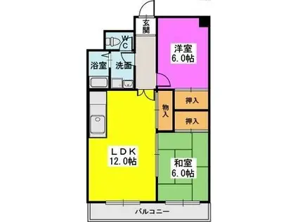 シャトレ南公園弐番館(2LDK/4階)の間取り写真