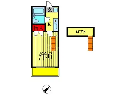 ジュネパレス新松戸901B(1K/2階)の間取り写真