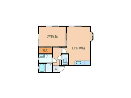 リバーサイドS(1LDK/1階)の間取り写真