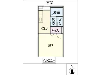 ボナール・ヤナセ(1K/1階)の間取り写真