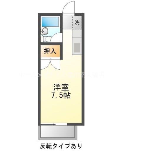プリンスヒルA(ワンルーム/2階)の間取り写真
