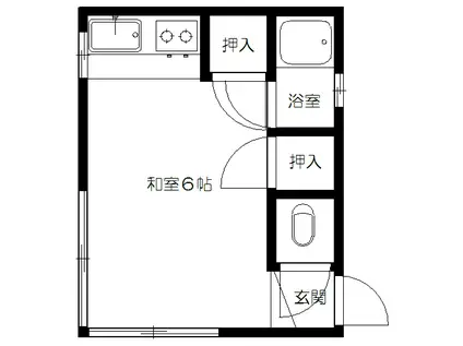 原田ハウス(ワンルーム/1階)の間取り写真