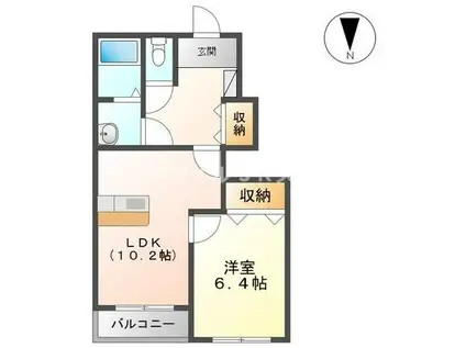 YUME KAWACHI Ⅰ(1LDK/1階)の間取り写真