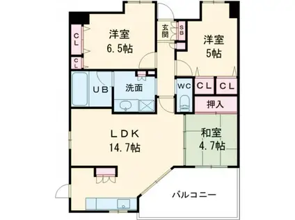 レイセニット奈良 グラン・ヴェルジェ(3LDK/2階)の間取り写真