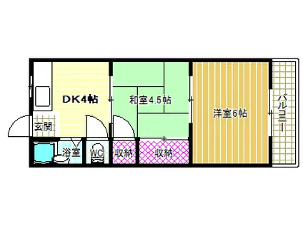近鉄南大阪線 古市駅(大阪) 徒歩3分 3階建 築55年(2DK/2階)の間取り写真