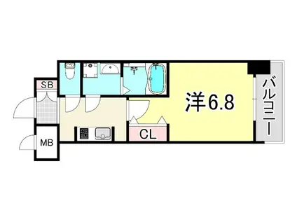 エスキュート尼崎(1K/6階)の間取り写真