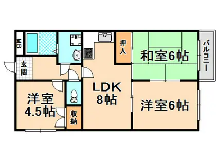 ローレルコート伊丹(3LDK/1階)の間取り写真