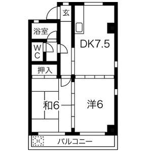 ライオンズフィールド(2DK/3階)の間取り写真