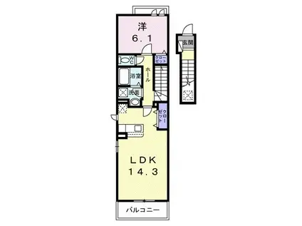 HOKURANI A(1LDK/2階)の間取り写真