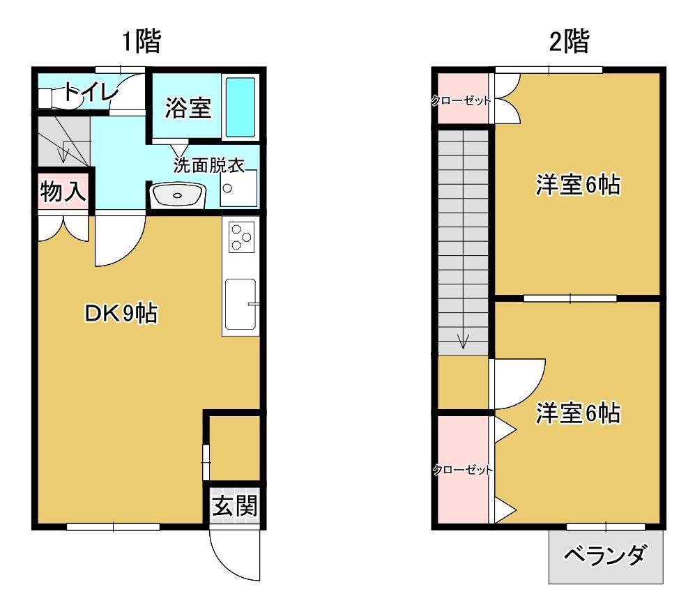 ピュアタウン(2DK/1階)の間取り写真