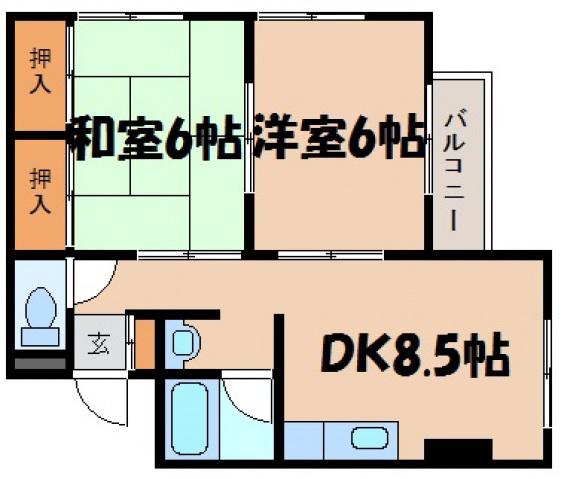 向洋細川ビル(2DK/3階)の間取り写真