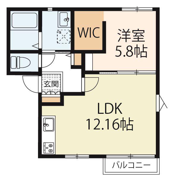 ハイツメルヘン(1LDK/2階)の間取り写真