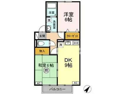 セジュール中村B棟(2DK/2階)の間取り写真