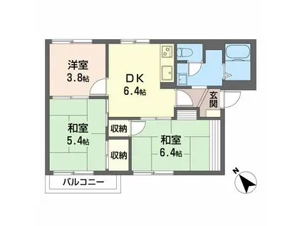 メゾン城ケ崎(3DK/2階)の間取り写真