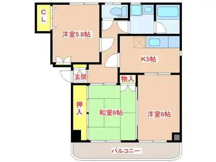 ベルポイント堀田(3K/3階)の間取り写真