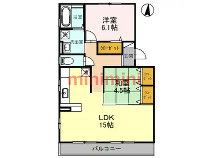 クロスロードII(2LDK/1階)の間取り写真