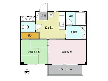 ロイヤルプラザ(2K/3階)の間取り写真